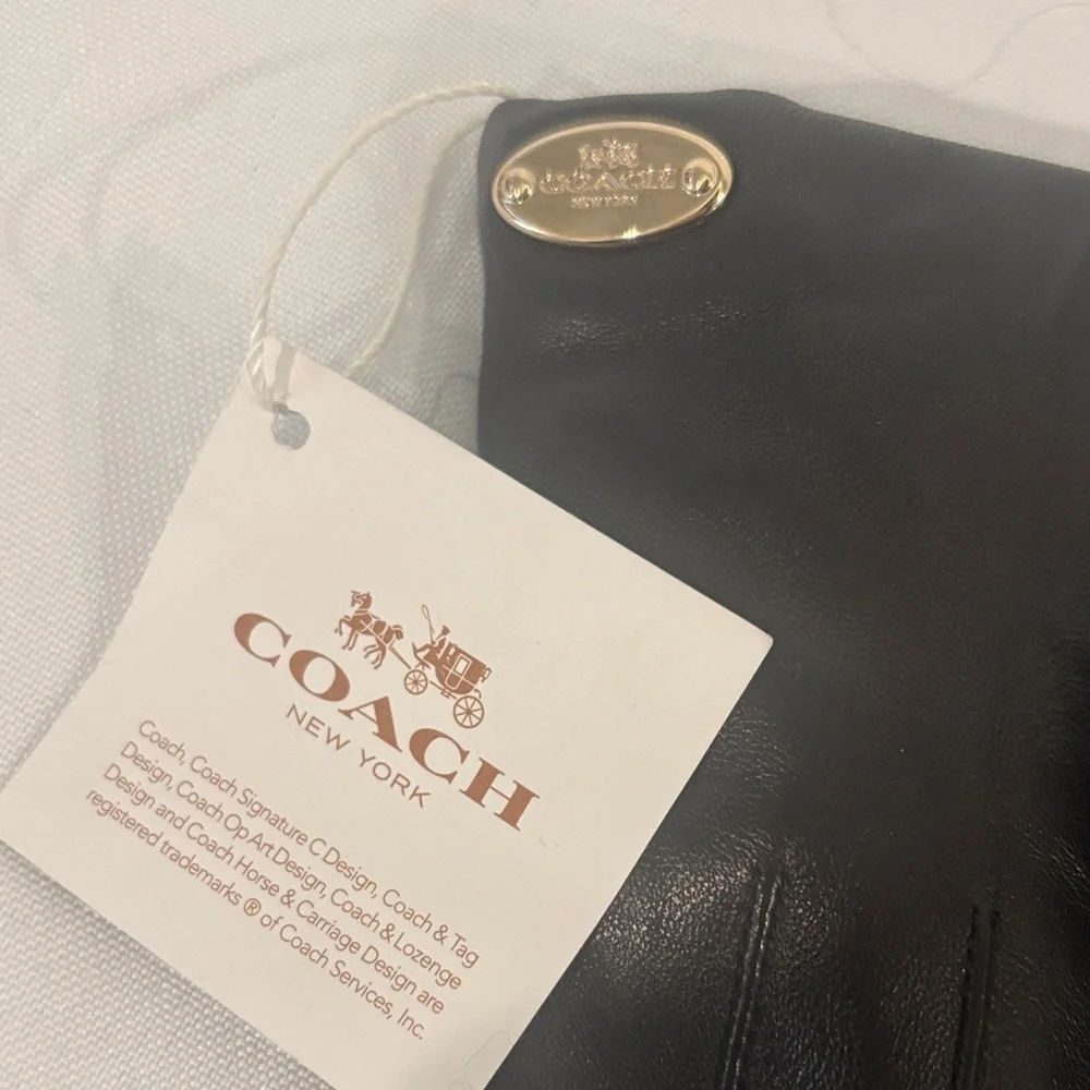 Coach Women's Black Leather Gloves - Picture 2 of 4